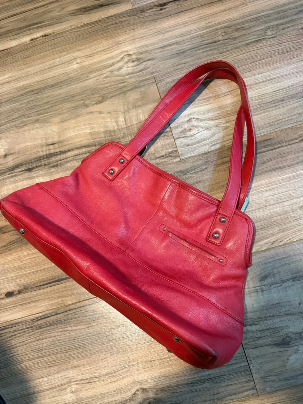 b. makowsky Red Leather Shoulder Tote